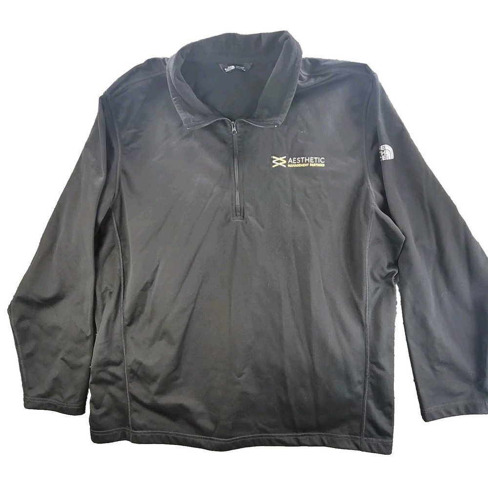 The North Face Sweater Black Mens XL 1/4 Quarter Zip Fleece Jacket Embroidered